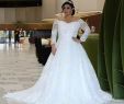 Wedding Dress for Big Women Unique Discount Long Sleeves Lace Wedding Dresses Plus Size with Beaded Appliques F Shoulder Sweep Train Tulled A Line Wedding Bridal Gowns A Line Dresses