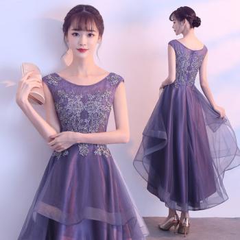 Wedding Dress Purple Elegant Banquet Gown Lace Front Back Long Elegant Wedding Party Slim Student Dress