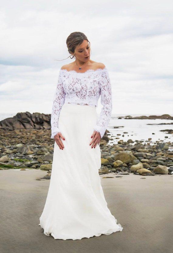 Wedding Dress Separates top Unique Bridal Crop top White Lace Wedding top