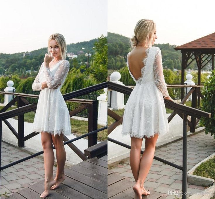Wedding Dress Summer Elegant 2019 New Short A Line Lace Summer Wedding Dresses Cheap V