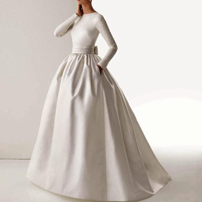 Wedding Dress with Black Sash Fresh New 2015 Vintage Elegant Boat Neck Long Sleeve Sash Bow