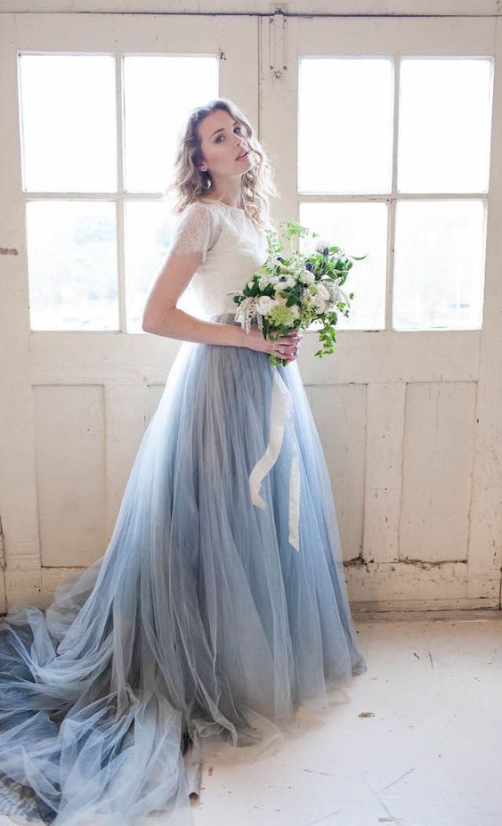 Wedding Dress with Blue Accents Inspirational Pantone Serenity Blue Wedding Dress