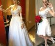 Wedding Dresses 2 Pieces Awesome Discount Vestido De Novia Two Pieces Long Sleeve Beach Wedding Dresses In E Detachable Bridal Gowns with Lace and Pearls Robe De Mariage 2019