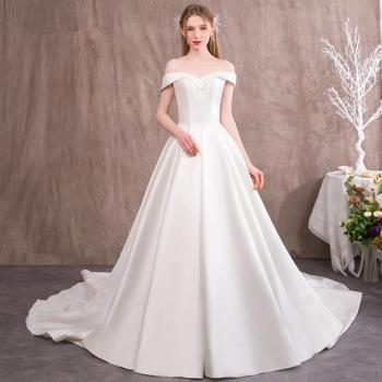 Wedding Dresses A Line Luxury White Satin Wedding Dress Buy Wedding Dresses Line at