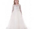 Wedding Dresses at Macys New 2018long Sleeve A Line Flower Girl Dresses for Weddings Scoop Lace formal Dresses Tulle Holy Munion Dresses Flower Girl Dresses Macys Flower Girl