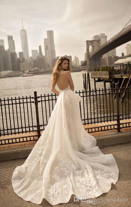 Wedding Dresses Brooklyn New Berta Fashion Strapless Wedding Dress Backless Y Modern Sheer Detachable Train Lace Bridal Gowns Wedding Dresses