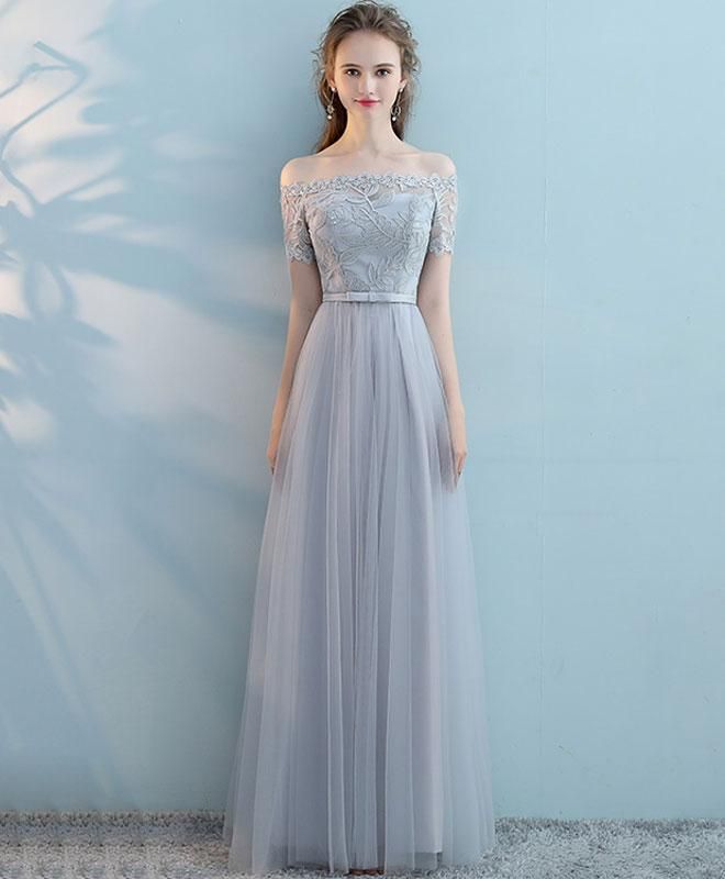 Wedding Dresses Cheap Under 100 Luxury Gray Tulle Lace Long Prom Dress Gray Tulle Bridesmaid Dress