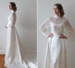 Wedding Dresses Cleveland Ohio Awesome Vintage 1970s Does 1950s Satin Wedding Dress with Lace Illusion Neckline and Lace Sleeves