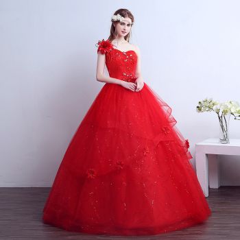Wedding Dresses Color Awesome Wedding Dress Bride Thin the Red Word Shoulder