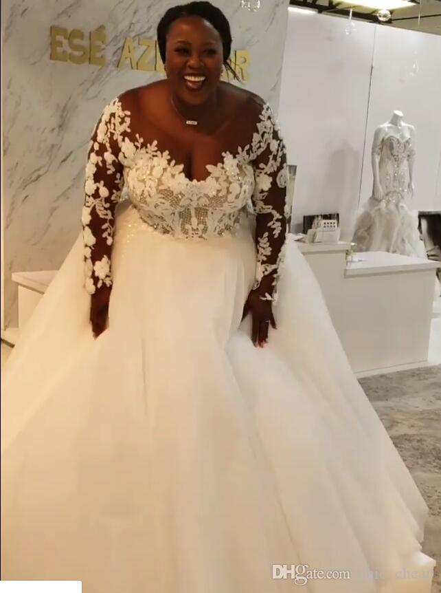 plus size 2019 lace arabic wedding dresses