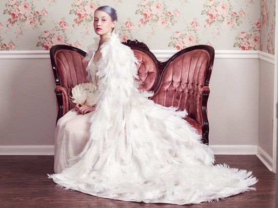 Wedding Dresses Feathers Fresh White Ostrich Plume Feather Bridal Wedding Cape Couture