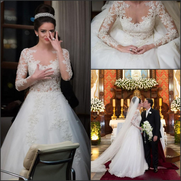 Wedding Dresses for 2016 Beautiful 2016 Best Selling Long Sleeve Lace Wedding Dresses Y Sheer Neck Applique Ball Gown Boho Vintage Bridal Dresses Arabic Dubai Weddings Wedding Dress