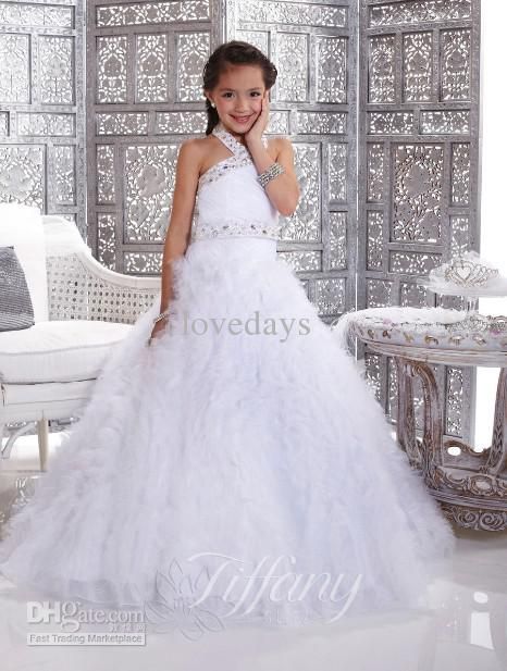 Wedding Dresses for Boys Unique Diamond A Line White Halter Ball Gowns 2015 Flower Girl S