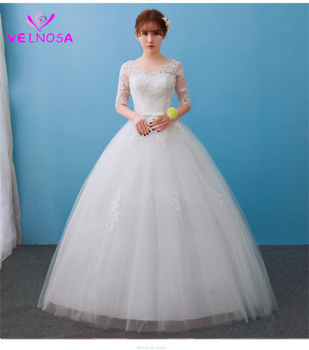 christian wedding gown white o neck solid lace floor length 500x500