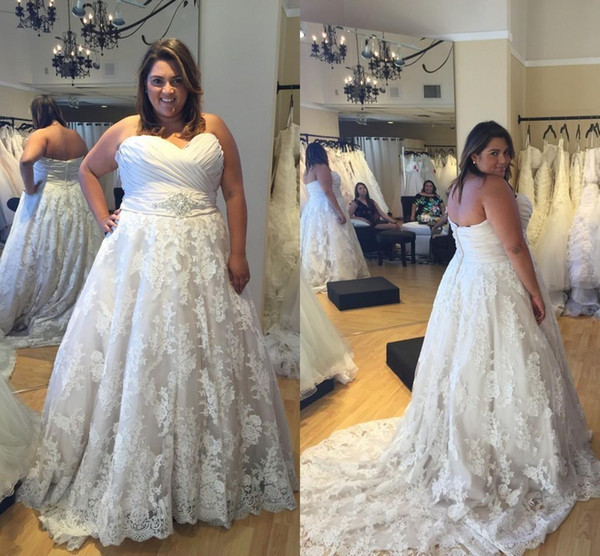 Wedding Dresses for Larger Busts Unique Discount Plus Size Lace Wedding Dresses 2016 A Line Sweetheart Beaded Sash Ruched Bust Bridal Dress Wedding Gowns Vestido De Novia Custom Made Lace