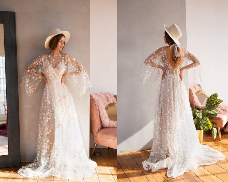 Wedding Dresses for Reception Unique Bohemian Wedding Gown Mesh Bridal Dress Summer Reception