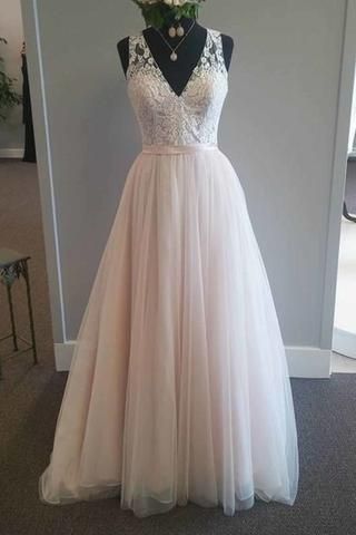 Wedding Dresses for Teenagers Inspirational Pretty Pink Tulle Lace V Neck A Line Long Dress Prom Dress