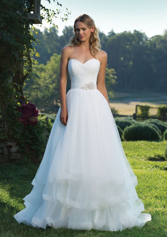Wedding Dresses Girls Unique Style 3890 Ruched Tulle Ball Gown with Sweetheart Neckline