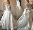 Wedding Dresses Guest Unique High Neck Long Sleeve Overskirt Wedding Dresses 2019 Robe De Mariee Sheer Bead Lace Satin Wedding Dress Bridal Gowns with Detachable Train Guest