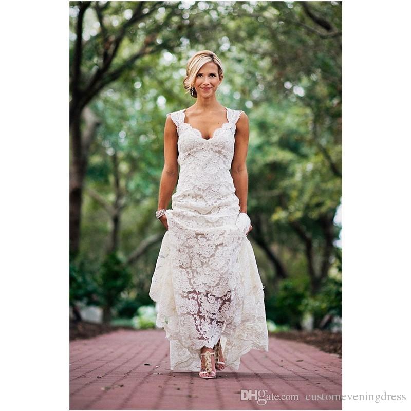 sleeveless full lace wedding dress 2018 new
