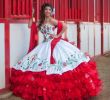 Wedding Dresses Mcallen Tx Lovely Vintage 2019 White and Red organza Cascading Ruffles Ball Gown Quinceanera Dresses Cheap Sweetheart Embroidery Tiered Sweet 16 Dress En7119