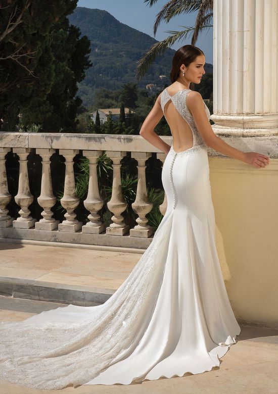 Wedding Dresses Nh Elegant Justin Alexander Style Crepe Beaded Fit and Flare