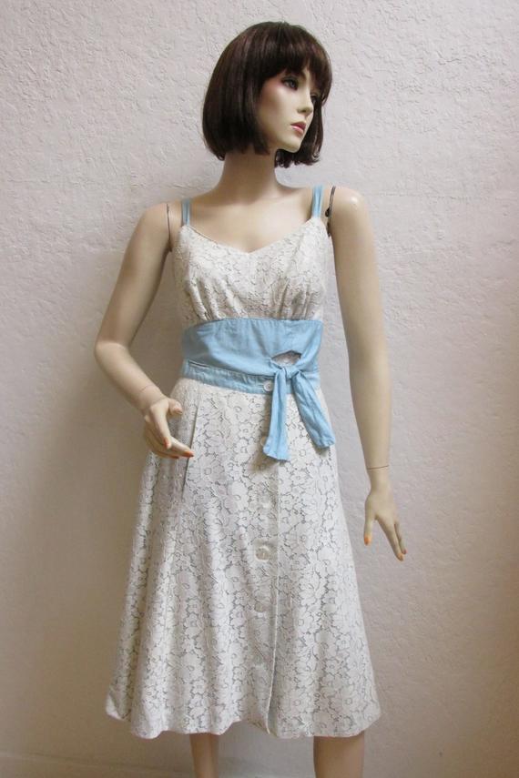Wedding Dresses Saks Fifth Avenue New 1950 S "saks Fifth Avenue" White Lace Women S Romper and Skirt Set Two Piece Outfit Size 26" Waist