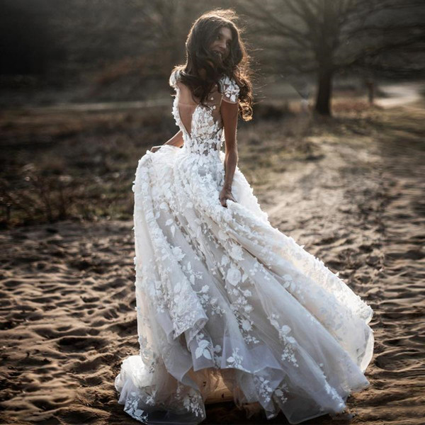 Wedding Dresses Under 100 Dollars Unique Discount Vintage Bohemian Beach Wedding Dresses 2019 Y V Neck 3d Floral Lace Free People Bridal Outdoor Country Wedding Dress Wedding Dresses Under