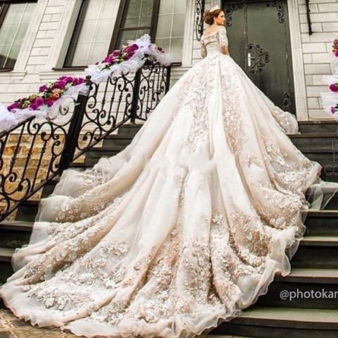 Wedding Dresses with Cathedral Length Train Awesome Long Train Wedding Dress Luxury Puffy Ball Gown Princess