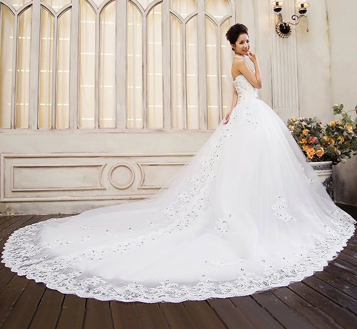 Wedding Dresses with Cathedral Length Train Best Of the New Bride Wedding Dress Bra Big Yards Long Tail Was Thin