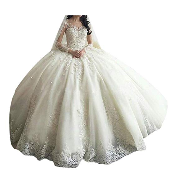 Wedding Dresses with Cathedral Length Train New Tbgirl Women S Long Sleeve Lace Ball Gown Wedding Dresses Cathedral Train