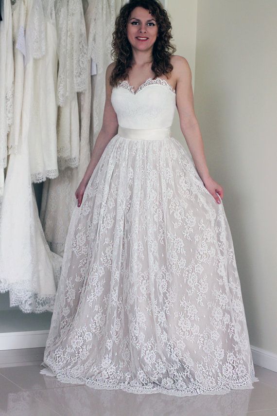 Wedding Dresses with Detachable Skirts Beautiful Lace Skirt Lace Wedding Skirt Bridal Separates Tulle