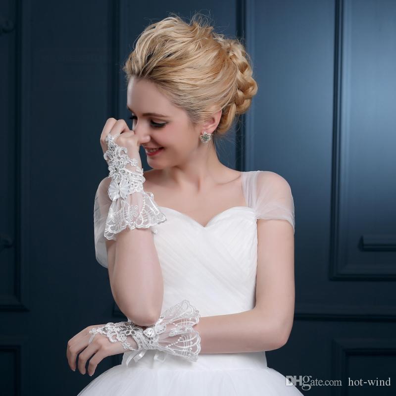 ivory lace rhinestone beaded bridal gloves