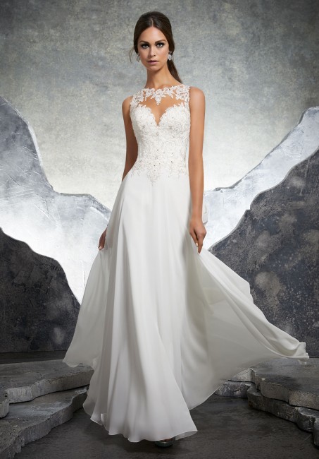 Wedding Dresses with Illusion Neckline Elegant Mori Lee Keisha Style 5606 Dress Madamebridal