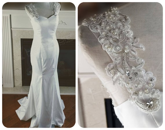 Wedding Dresses with Lace Backs Unique Lace Wedding Dress Low Back Wedding Gown Lace Mermaid Satin Lace Gown