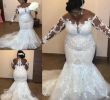 Wedding Dresses with Lace top Luxury Sheer Long Sleeves Lace Mermaid Plus Size Wedding Dresses 2019 Mesh top Applique Beaded Court Train Wedding Bridal Gowns Bc1450 Inexpensive Mermaid