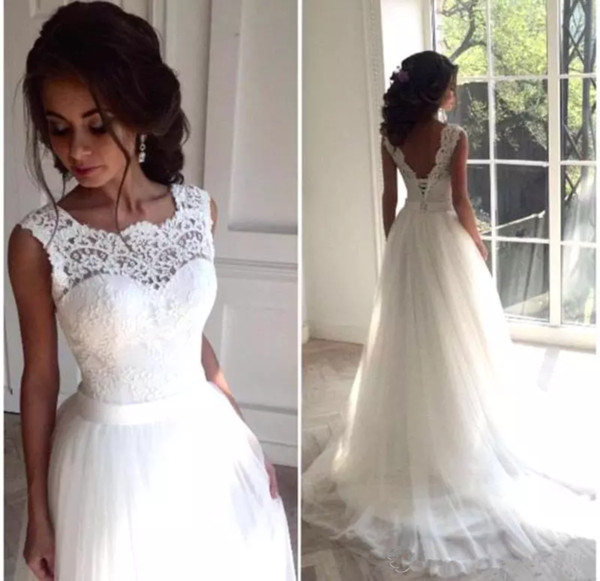 Wedding Dresses with Lace tops Awesome Discount 2019 Modest Lace top A Line Wedding Dresses Lace Appliques Tulle Skirt Long Bridal Gowns Lace Up Back formal Vestidos De Marriage Cheap