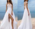Wedding Dresses with Slits In the Front Beautiful Discount Cheap Beach Wedding Dresses Short Sleeves Chiffon Bridal Gowns High Side Slit Backless Wedding Gowns Sheer Neck Slim A Line Wedding Dress