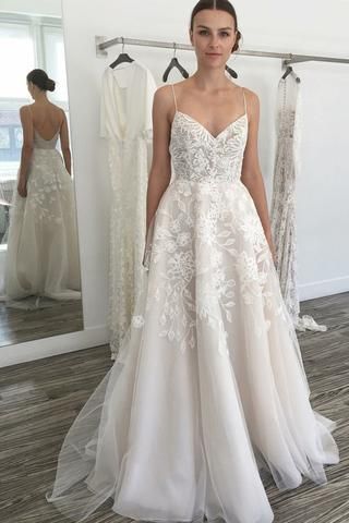 Wedding Dresses with Spaghetti Straps New Glamorous A Line Ivory Spaghetti Straps Backless Tulle Beach