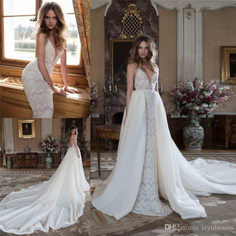 Wedding Dresses without Trains Awesome Y Gorgeous V Neck Mermaid Lace Applique Backless Detachable Train Elegant Wedding Dresses Pleats Custom Made Bridal Wedding Gowns