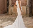 Wedding Gown with Sleeves Fresh Style Crepe Fit and Flare Dress with Illusion Lace