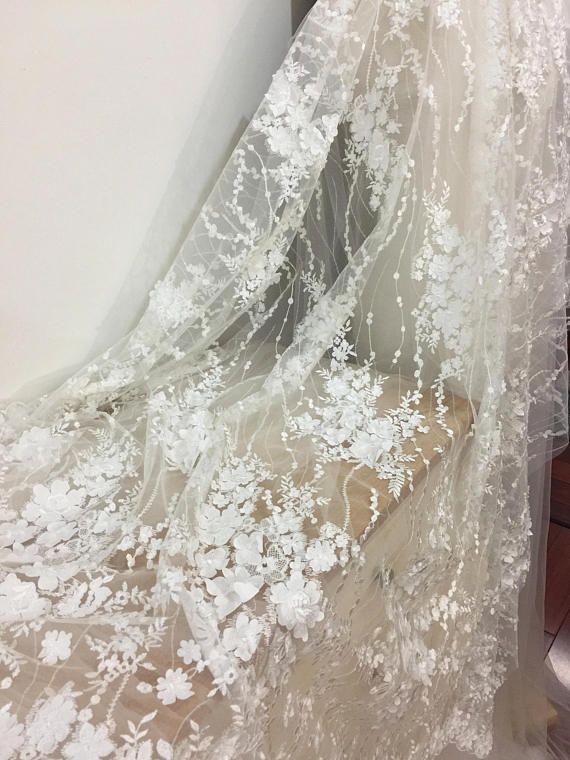 Wedding Gowns Fabric Inspirational Detailed Clear Sequin 3d Flower Appliqed Ivory Lace Fabric