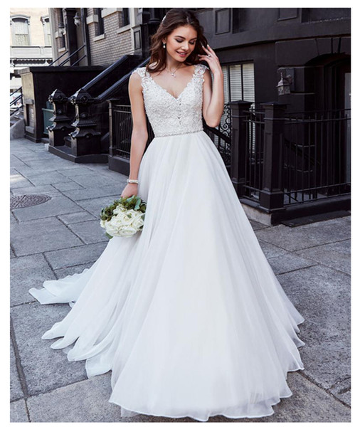 Wedding Gowns for Second Marriage Best Of Discount 2019 Y Deep V Neck Lace top Wedding Dress Beads Sashes Appliques Floor Length Bride Dress Long Train Backless White Ivory Wedding Gown