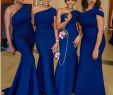 Wedding Guest Dresses Sale Lovely Blue E Shoulder Mermaid Bridesmaid Dresses Sweep Train Simple African Garden Country Wedding Guest Gowns Maid Honor Dress Plus Size