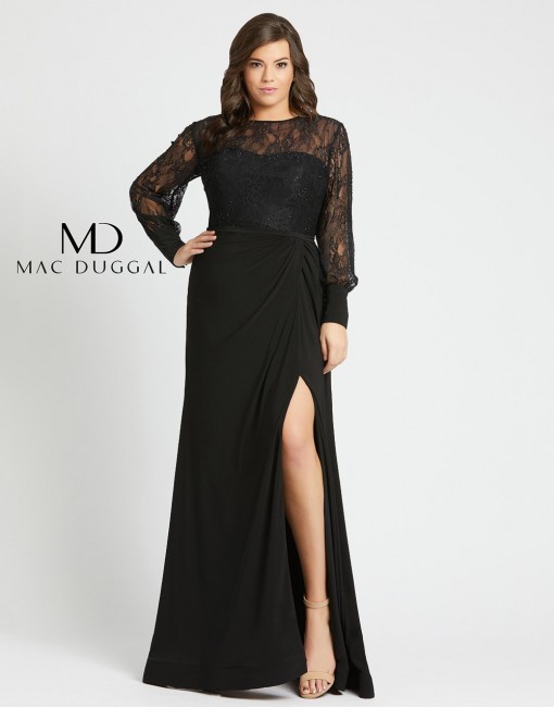 mac duggal f lace bodice plus size mother of the bride gown 01 676