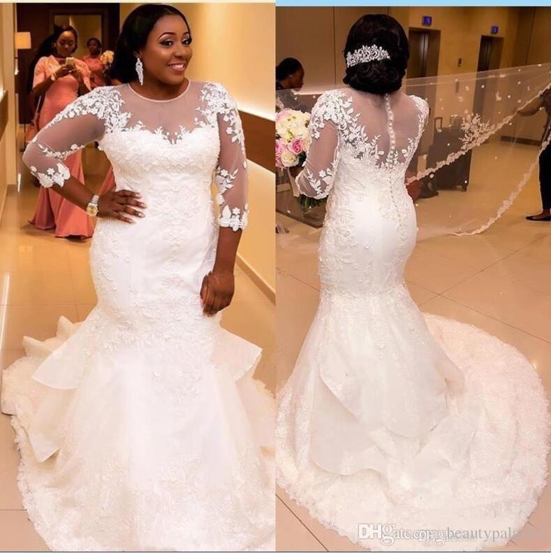 elegant 2019 plus size wedding gowns mermaid