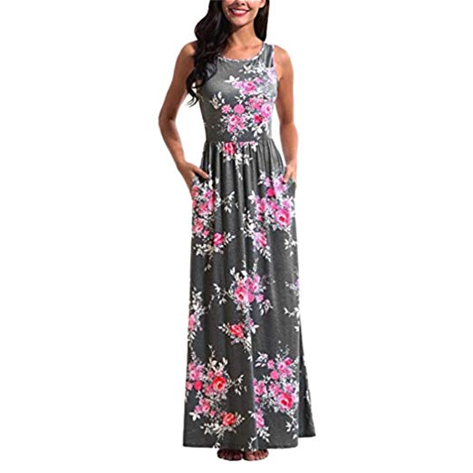 maxi dresses with sleeves for weddings unique uonqd women sleeveless printing summer o neck beach casual maxi