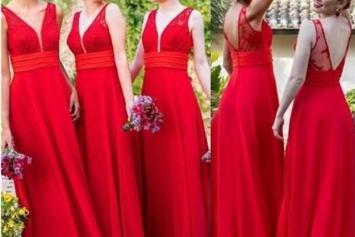 Wedding Party Dresses Cheap Awesome 2019 Red Chiffon V Neck Bridesmaid Dresses Cheap Backless Y Wedding Guest Dresses Long Floor A Line Party Prom formal Gowns