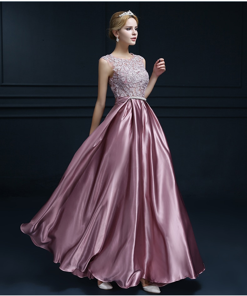 Wedding Party Dresses Cheap Awesome Beauty Emily Dark Pink evening Dresses 2019 Lace A Line Floor Length formal Party Prom Dresses Reflective Dress
