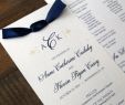 Wedding Programs Cheap Elegant Ivory and Navy Blue Wedding Ceremony Program with Satin